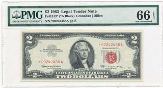 1963 $2 Legal Tender Note Fr#1513* PMG Gem Unc66