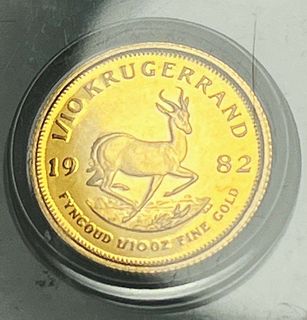 1982 South Africa Krugerrand 1/10 ozt Gold