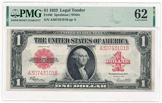 1923 $1 Legal Tender Fr#40 PMG Unc62