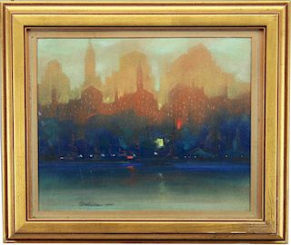 Leon Dolice (1892 - 1960) New York City Watercolor