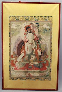 Antique Framed Tibetan Thangka