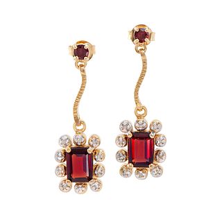 Plated 18KT Yellow Gold 1.93ctw Garnet and Diamond Earrings