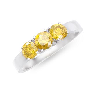 14KT White Gold 1.26ctw Yellow Diamond Ring