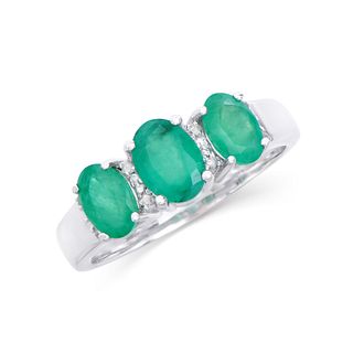 14KT White Gold 1.85ctw Emerald and Diamond Ring