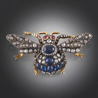 Sapphire and Diamond Bee Brooch 