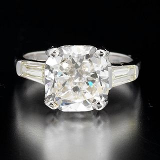 4.22 Carat Lab Grown Diamond and Platinum Ring, IGI Report 