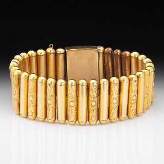 Victorian Gold and Gold Filled/Plated Wide Bracelet 