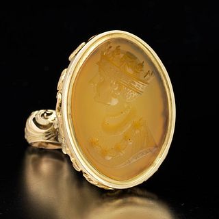 Victorian Exceptional Gold, and Carved Intaglio King Henry V Pocket Watch Fob