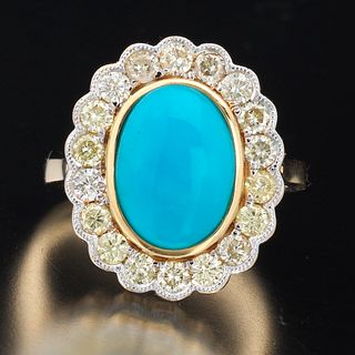 Ladies' &quot;Sleeping Beauty&quot; Turquoise and Diamond Ring 