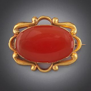 Victorian Gold and Carnelian Pin Brooch 