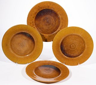 ROCKINGHAM COUNTY ATTRIBUTED, SHENANDOAH VALLEY OF VIRGINIA EARTHENWARE / REDWARE PLATES, LOT OF FOUR