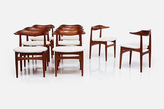 Knud Færch, Rare 'Cow Horn' Dining Chairs (8)