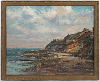 PETER ALFRED GROSS (AMERICAN, 1849-1914), ATTRIBUTED,  "CLIFFS" LANDSCAPE PAINTING