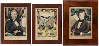 HISTORICAL CURRIER & IVES PRESIDENTIAL CAMPAIGN PORTRAIT PRINTS, LOT OF THREE