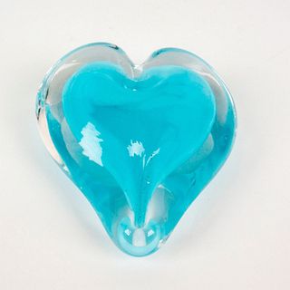Blue Toned Heart Shaped Glass Paperweight