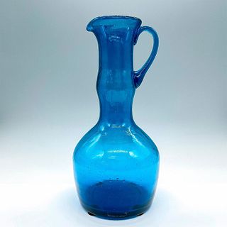 Vintage Blenko Style Blue Glass Pitcher