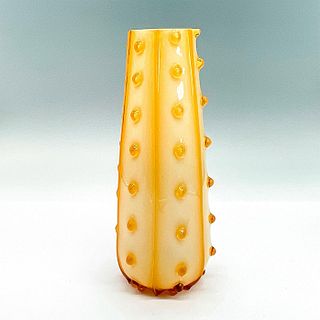 Amber Glass Vase With Hobnail Rows