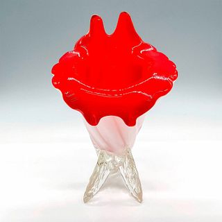 Vintage Art Glass Cornucopia Vase
