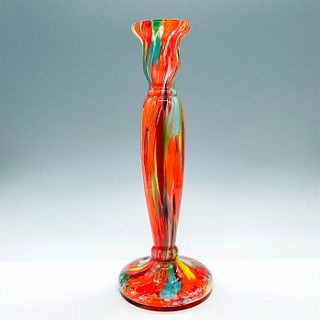 Czech Spatter Art Glass Candlestick Holder
