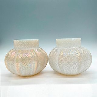 Pair of Kralik Mother of Pearl Art Glass Vases