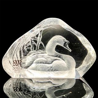 Mats Jonasson Crystal Art Paperweight, Swan