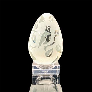 Frosted Crystal Egg Paperweight and Base