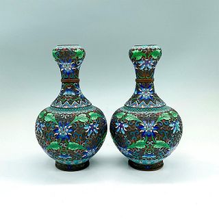 Pair of Chinese Brass Enamel Vase
