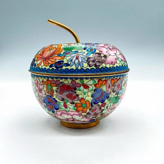 Vintage Chinese Cloisonne Enameled Lidded Bowl