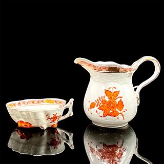 Herend Porcelain Creamer and Sugar Bowl, Chinese Bouquet