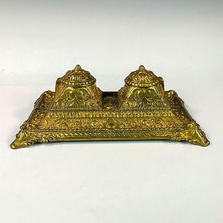 Antique Depose Brass Double Inkwell