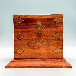 Vintage Judaica Wooden Tzedakah Box
