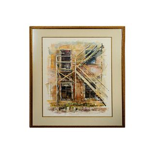 Hall Groat (American, b.1932) Architectural Lithograph