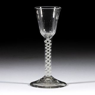 ENGLISH PATTERN-MOLDED OPAQUE-TWIST WINE GLASS