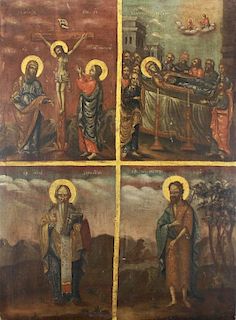Early Antique 4-Part Russian Icon