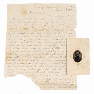 VIRGINIA CONFEDERATE (C.S.A.) PVT. JACOB ARCHIBALD REVERCOMB (1838-1864) PHOTO AND LETTER