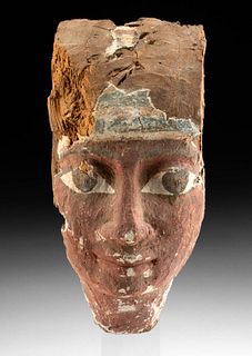 Egyptian Polychrome Wood Mummy Mask