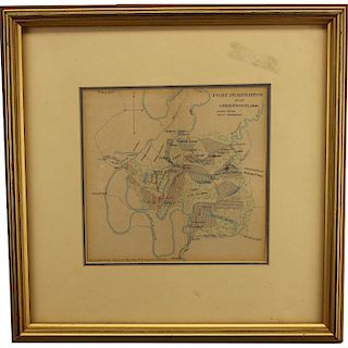 Early Antique Framed Map of Fort Pemberton, Miss.