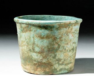 Huge Egyptian Late Dynastic Blue Faience Offering Cup