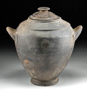 Etruscan Pottery Bucchero Ware Lidded Urn
