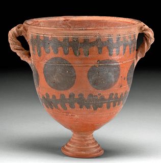 Ancient Nabataean Redware Footed Vessel