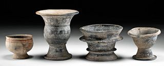 4 Ancient Thai Ban Chiang Incised Pottery Vessels