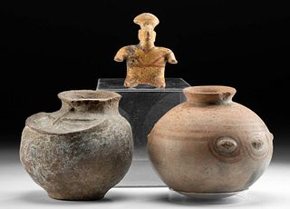 2 Pre-Columbian Pottery Jars & Jalisco Figure