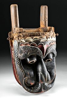 19th C. Java Wood Barong Dance Mask, Articulating Jaw