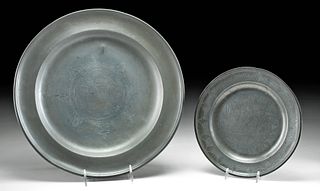 18th C. Dutch & German Hallmarked Pewter Plates, 2