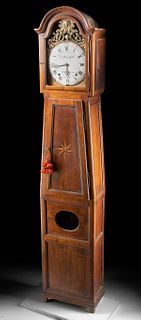 18th C. French Grandfather Wood Clock, King Louis XIV