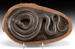 19th C. European Bronze Realistic Snake Plaque