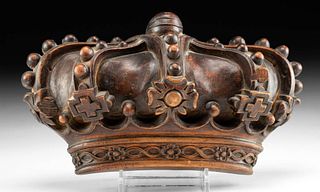 19th C. Italian Wood Crown Relief Carving