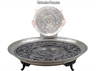Late 19th C. Fabrication Francaise Neoclassical Figural Centerpiece / Tray