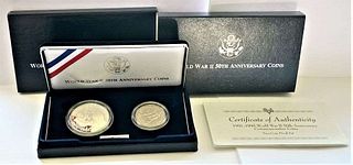 1991-1995-W/P World War II 50th Anniversary Commemorative Proof Silver Dollar / Half Dollar
