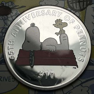 2015 $10 Proof British Virgin Islands Peanuts Sterling Silver
